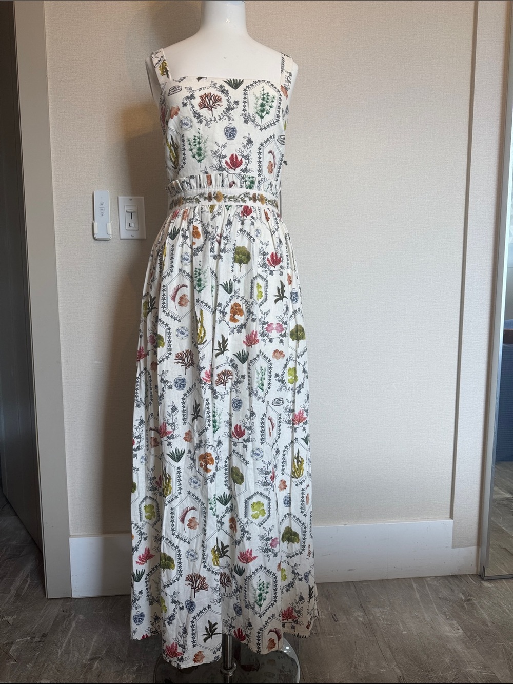 Christian Lacroix White Floral Midi Dress with Multicolor Print